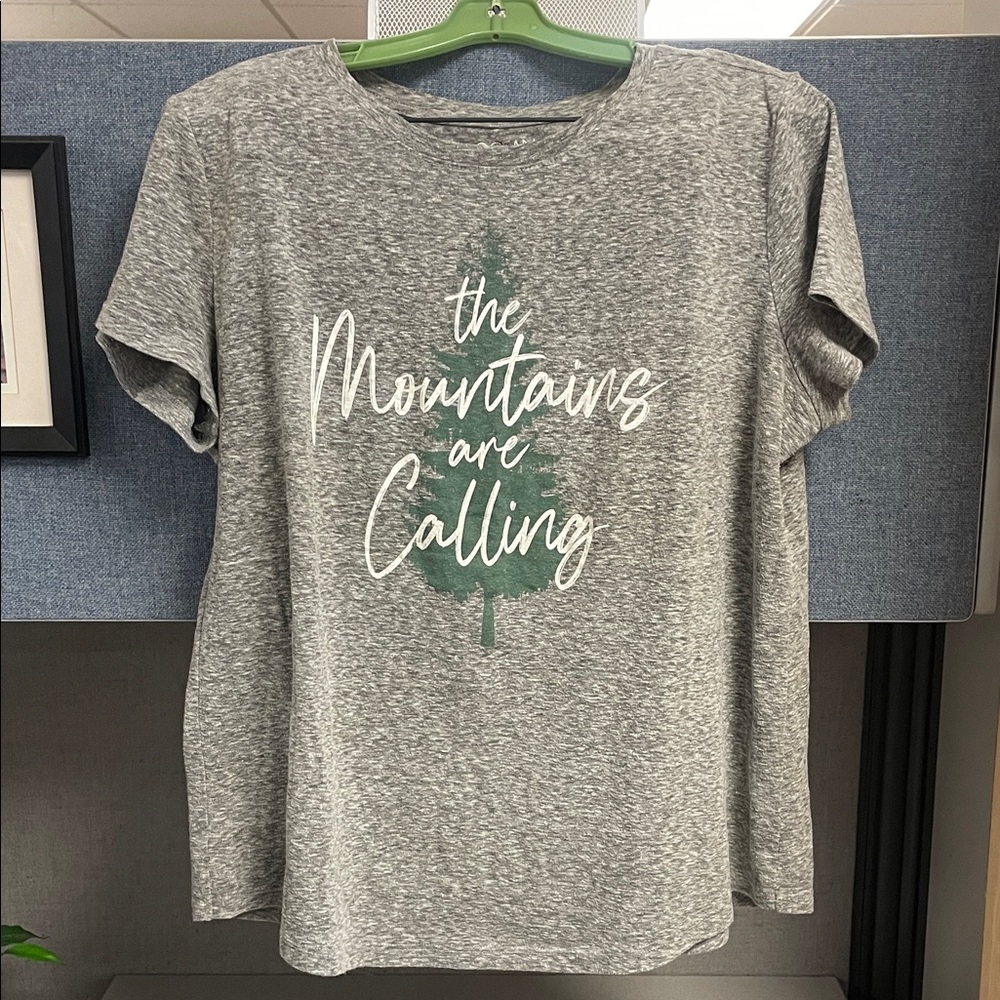 Gray T-Shirt with Mountain Graphic